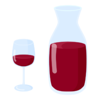 デキャンターと赤ワインのイラスト