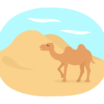砂漠とラクダのイラスト