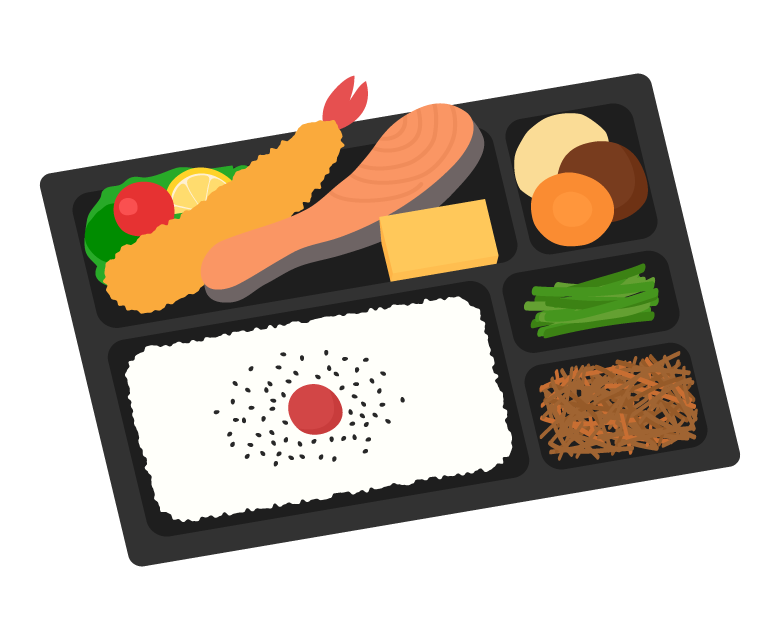 鮭弁当／コンビニ弁当のイラスト