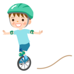 一輪車に乗る男の子のイラスト