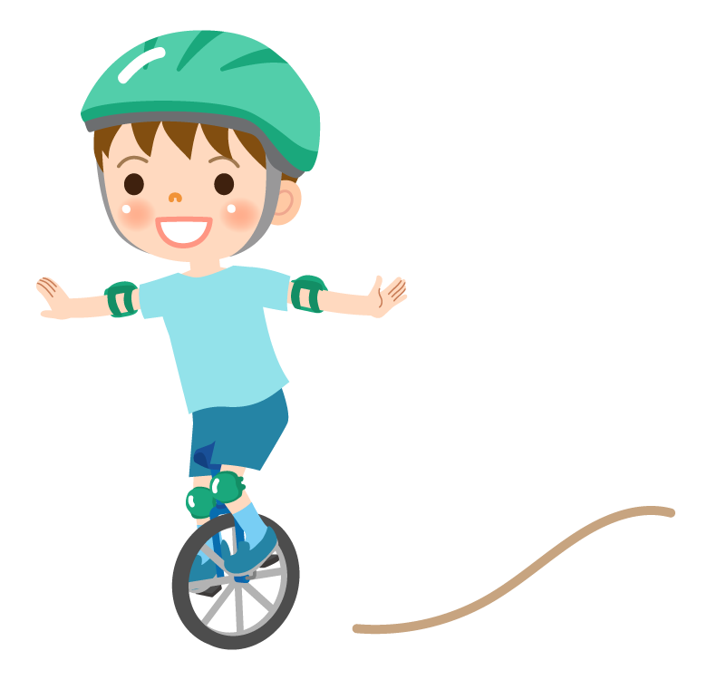 一輪車に乗る男の子のイラスト