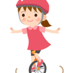 一輪車に乗る女の子のイラスト