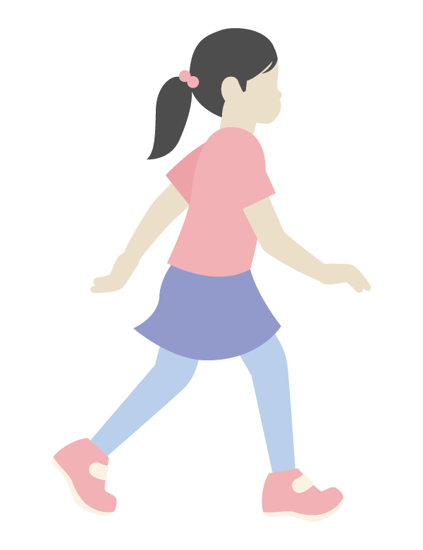 歩いている／駆け足の女の子のイラスト