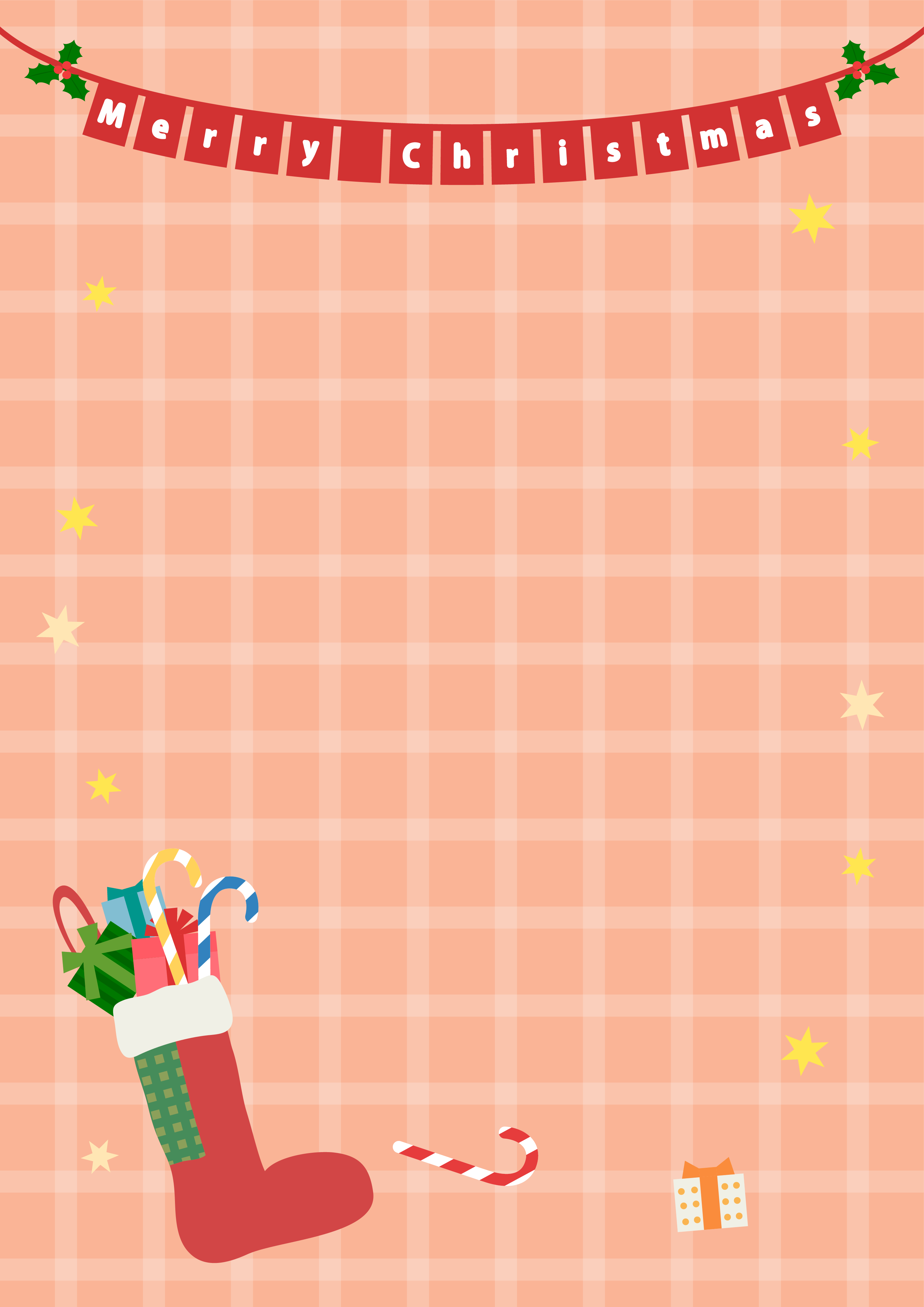 チェック模様のクリスマスチラシ／パンフレット背景素材イラスト