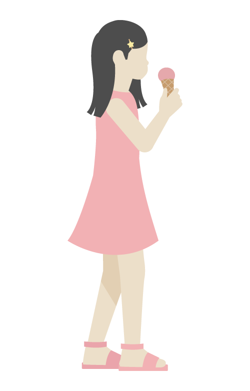 アイスクリームと女の子のイラスト