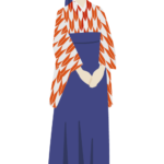 矢絣の卒業袴を着た女性のイラスト