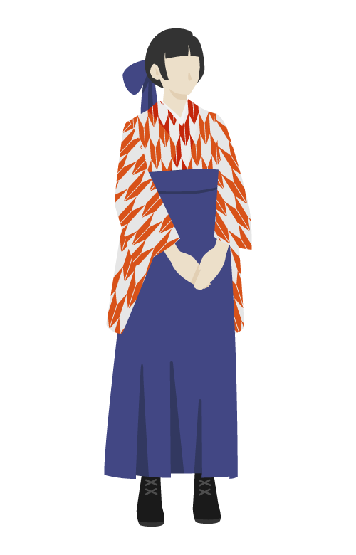 矢絣の卒業袴を着た女性のイラスト