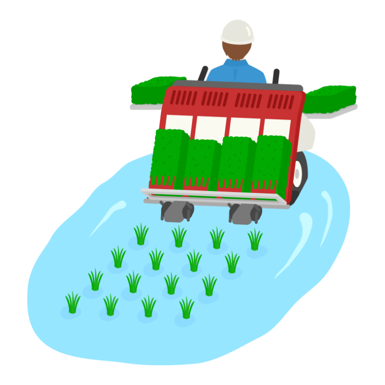 田植え機で田植えをしているイラスト – 無料の田植えの絵イラスト素材PNG・フリー 画像 – FVJE