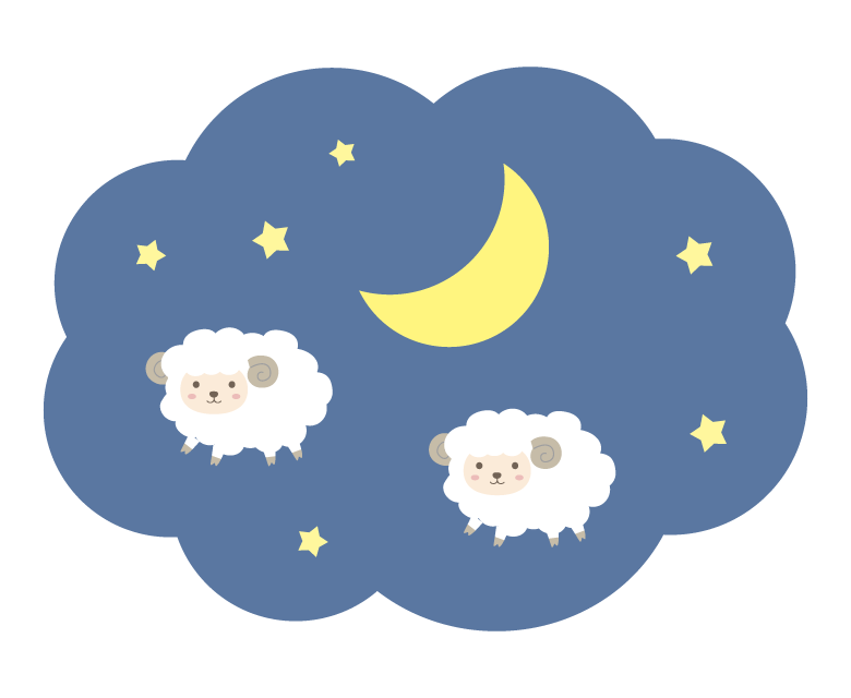 夜と羊のイラスト