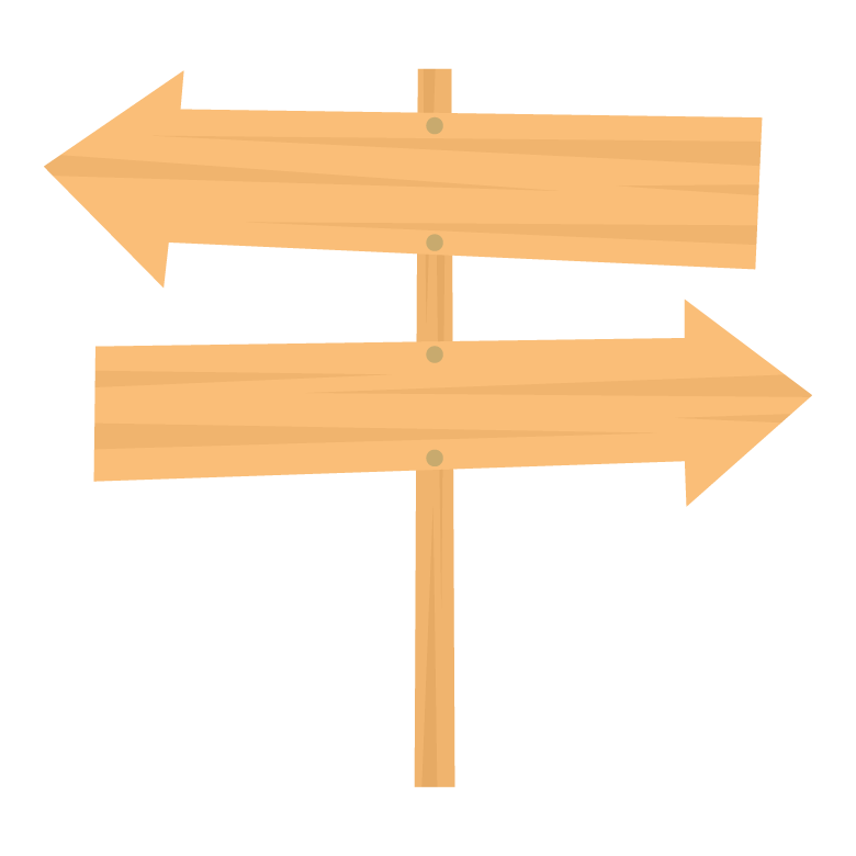 木の矢印看板（左右の矢印）のイラスト