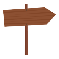 木の矢印看板（茶色）のイラスト