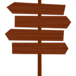 茶色い木の矢印看板（左右の矢印）のイラスト