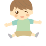 ジャンプして喜んでいる男の子のイラスト