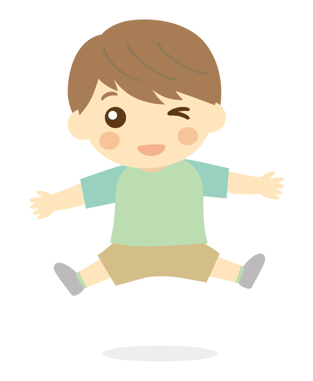 ジャンプして喜んでいる男の子のイラスト