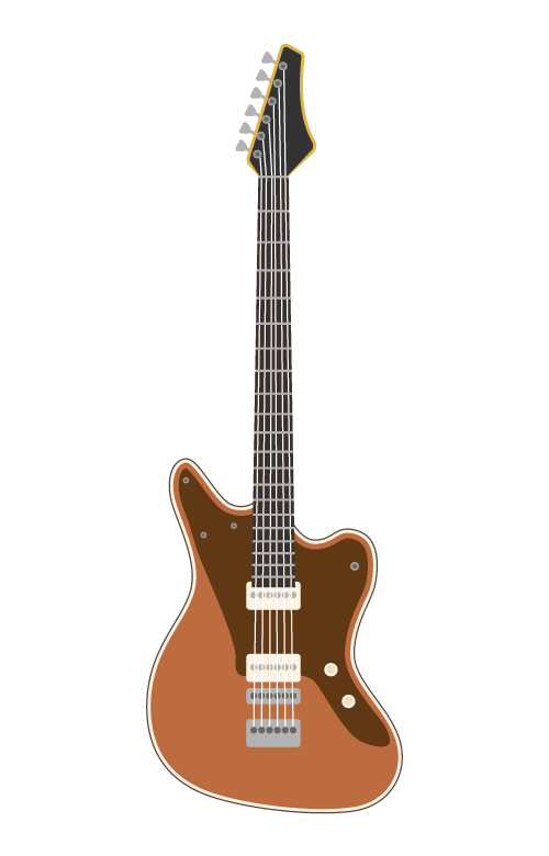 茶色いエレキギターのイラスト