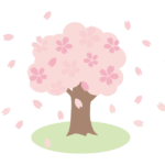 桜が舞う桜の木のイラスト