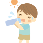 水分補給をする男の子のイラスト