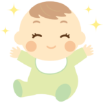 喜ぶ／嬉しい／ハッピーの表情の赤ちゃんのイラスト