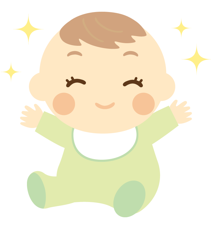 喜ぶ／嬉しい／ハッピーの表情の赤ちゃんのイラスト