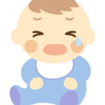 泣く／悲しい表情の赤ちゃんのイラスト