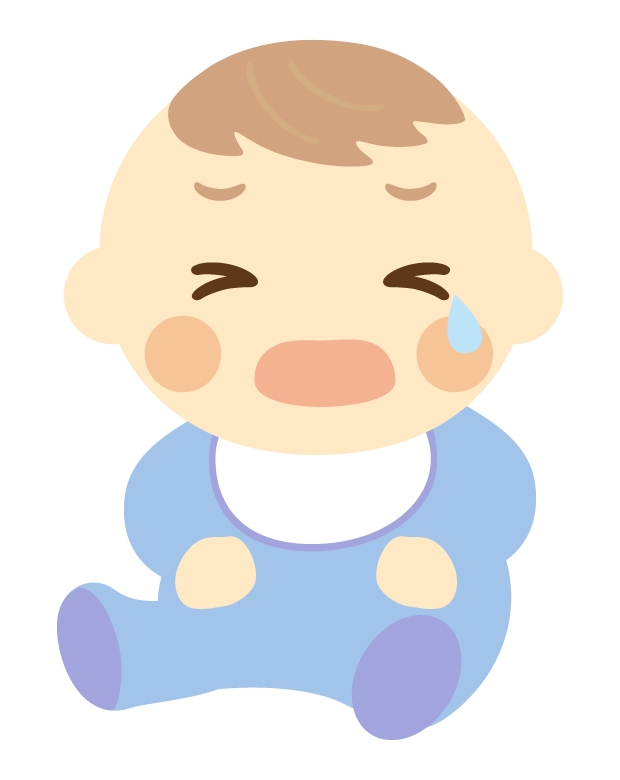 泣く／悲しい表情の赤ちゃんのイラスト
