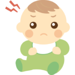 怒っている／不機嫌の表情の赤ちゃんのイラスト