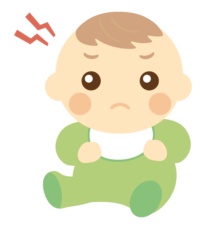 怒っている／不機嫌の表情の赤ちゃんのイラスト