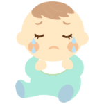 泣く／悲しい／寂しい表情の赤ちゃんのイラスト
