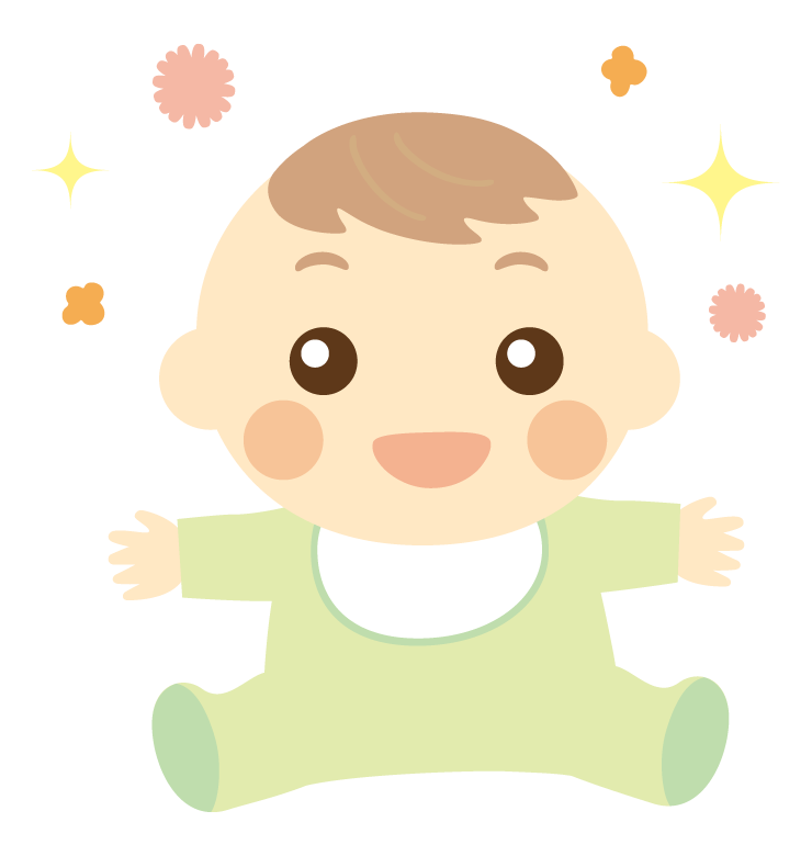 笑う／嬉しい／ハッピーの表情の赤ちゃんのイラスト