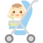 ベビーカーに乗っている赤ちゃんのイラスト