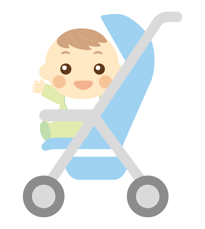 ベビーカーに乗っている赤ちゃんのイラスト