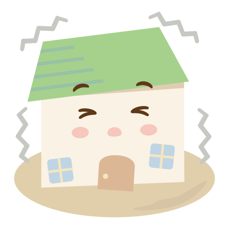 地震とお家のキャラクターのイラスト | 無料のフリー素材 イラストエイト