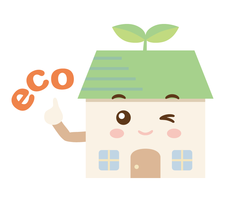 エコロジーとお家のキャラクターのイラスト