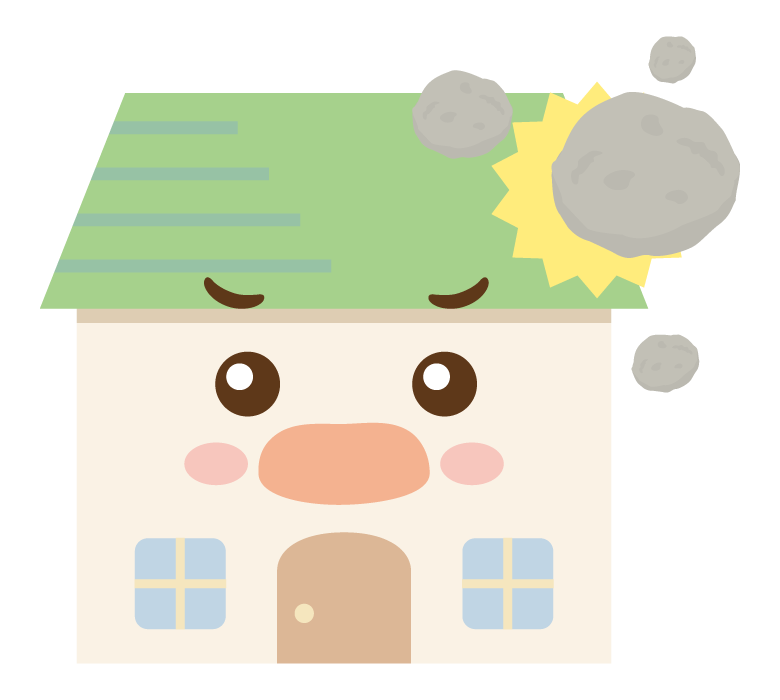 落石とお家のキャラクターのイラスト