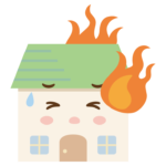 火事のお家のキャラクターのイラスト