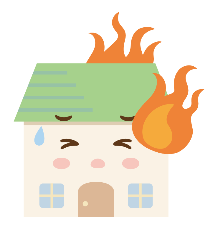 火事のお家のキャラクターのイラスト