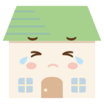 泣いているお家のキャラクターのイラスト