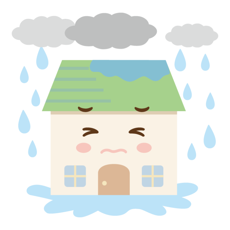 大雨とお家のキャラクターのイラスト | 無料のフリー素材 イラストエイト