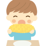 トウモロコシを食べる子ども（男の子）のイラスト