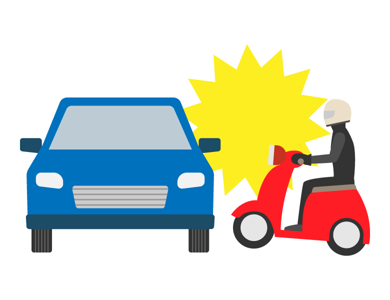 車とバイクの事故のイラスト
