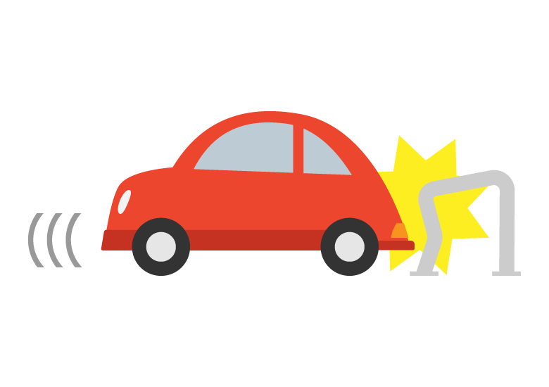 車の対物事故のイラスト