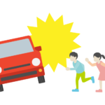子どもの飛び出し事故（自動車）のイラスト