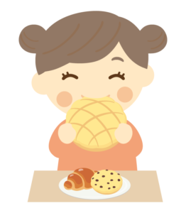 菓子パンを食べる子ども（女の子）のイラスト | 無料のフリー素材 イラストエイト