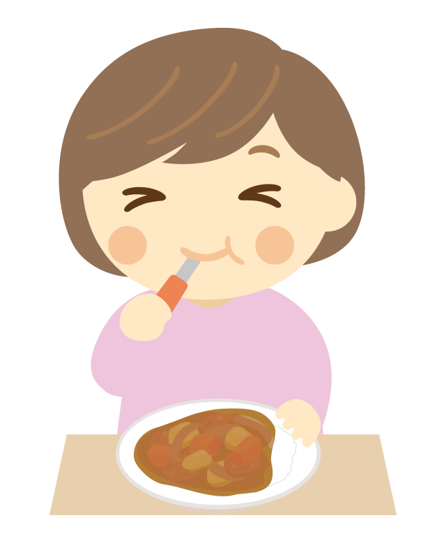カレーを食べる子ども（女の子）のイラスト