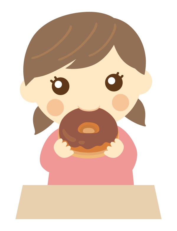 ドーナツを食べる子ども（女の子）のイラスト