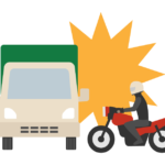 バイクとトラックの事故のイラスト