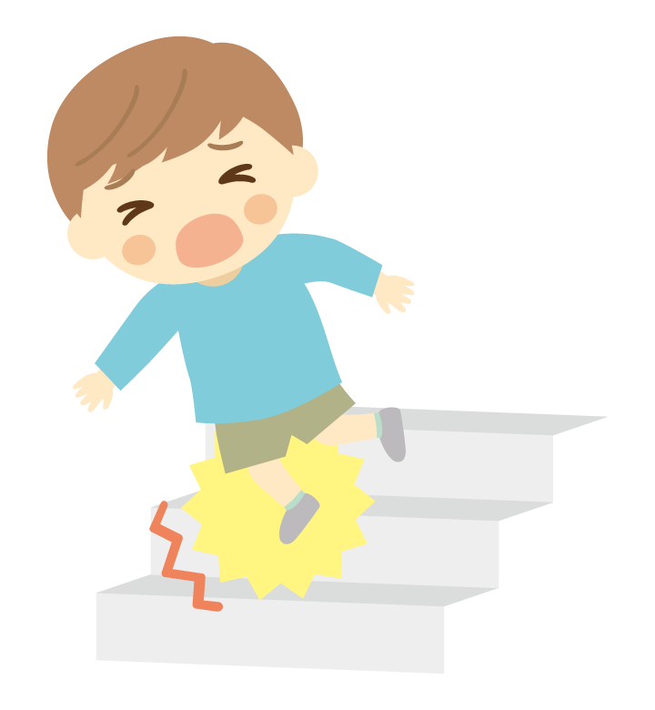 階段で転倒する男の子のイラスト