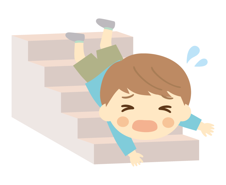 階段で転倒する男の子のイラスト
