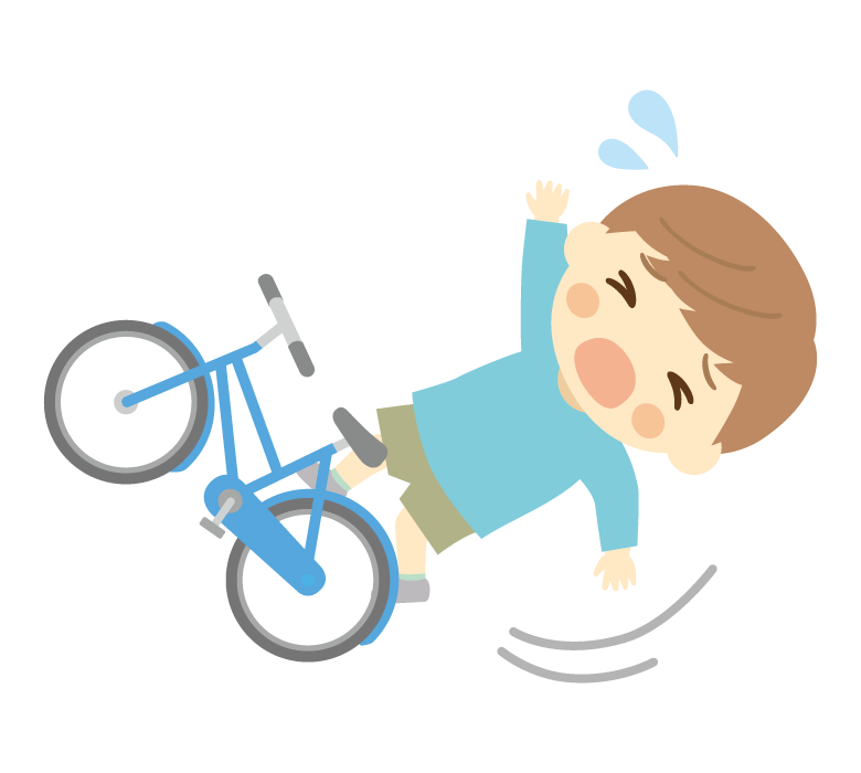 自転車で転ぶ男の子のイラスト