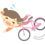 自転車で転倒する女の子のイラスト
